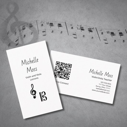 Violin Viola Professional Music Lessons Simple Visitekaartje