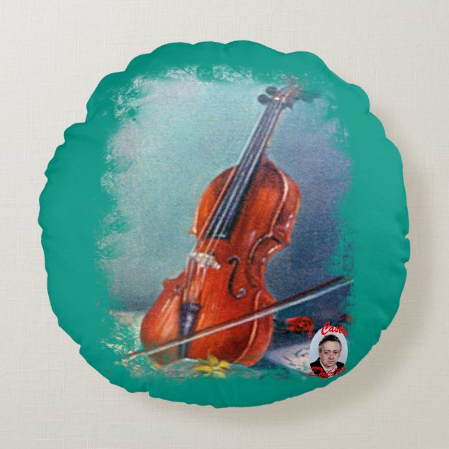Violín/Violin Rond Kussen (Voorkant)