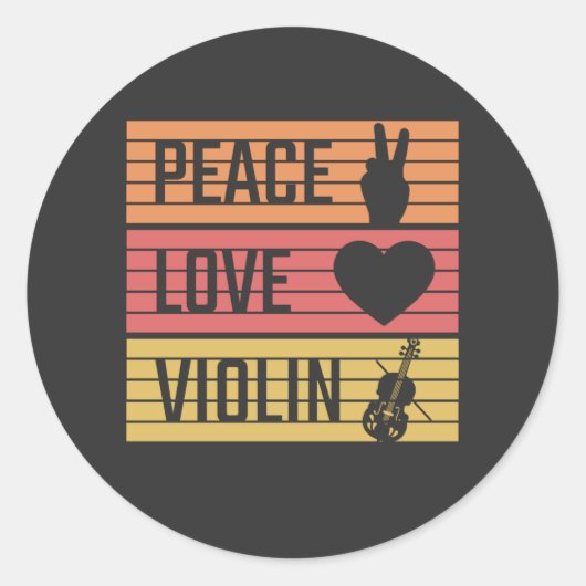 Violin Violinist Fiddle Ronde Sticker (Voorkant)