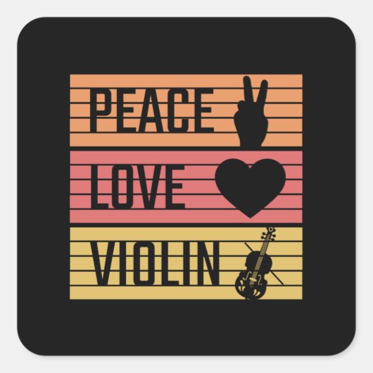 Violin Violinist Fiddle Vierkante Sticker (Voorkant)