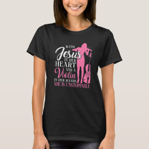 Violin Violinist Jesus Faith Christelijk met Jezus T-shirt