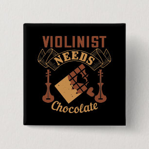 Violin - Violinistische behoeften chocolade Vierkante Button 5,1 Cm