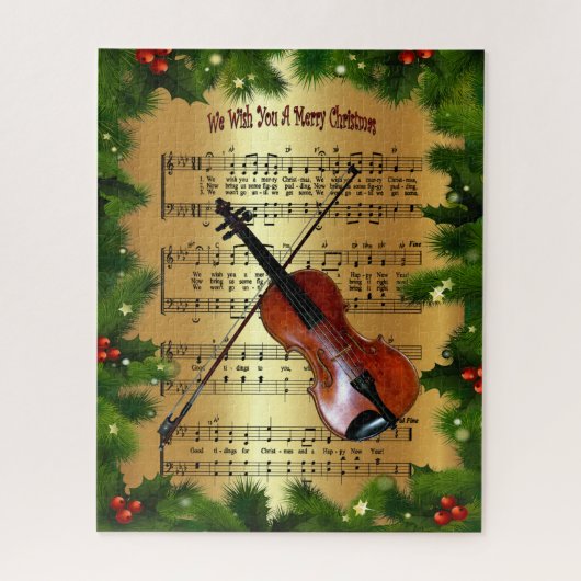 Violin ~ "We wensen je een prettig kerstfeest" ~ Legpuzzel (Verticaal)