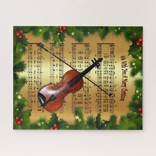 Violin ~ "We wensen je een prettig kerstfeest" ~ Legpuzzel (Horizontaal)
