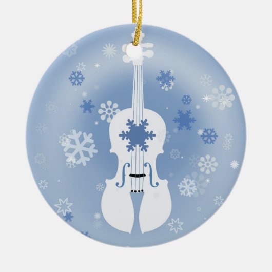 Violin Winter Kerstversiering Keramisch Ornament (Voorkant)