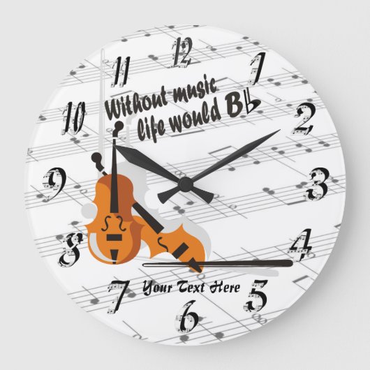 Violin - Without Music Life Would B Flat Clock Grote Klok (Voorkant)