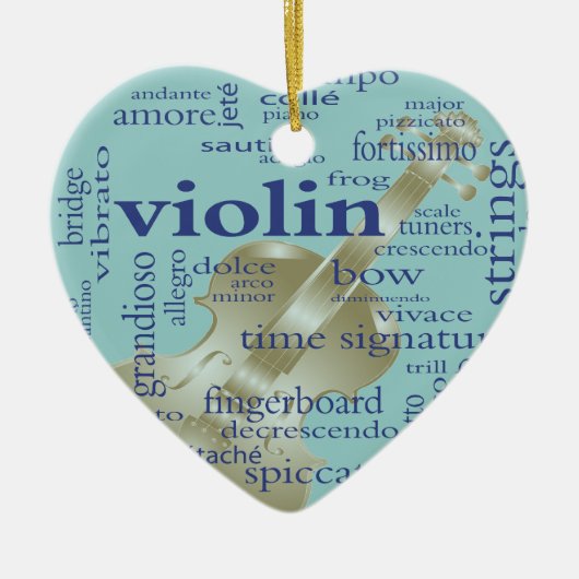 Violin Words Keramisch Ornament (Voorkant)