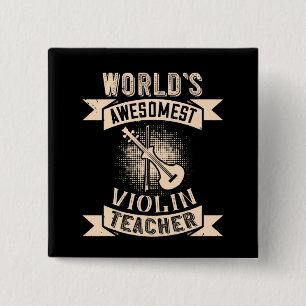 Violin World's Awesomest Violin Teacher Vierkante Button 5,1 Cm