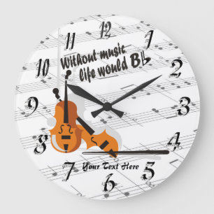 Violin - zonder muziek zou het leven een flatpanel grote klok