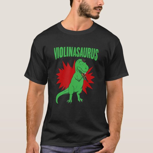 Violinasaurus Violinist Dinosaur Orchestra Viola T T-shirt (Voorkant)