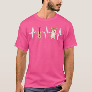 Violine Pembroke Welsh Corgi Heartbeat Hondenliefh T-shirt