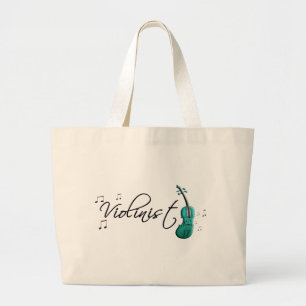Violinist Blauwgroen Groen Grote Tote Bag