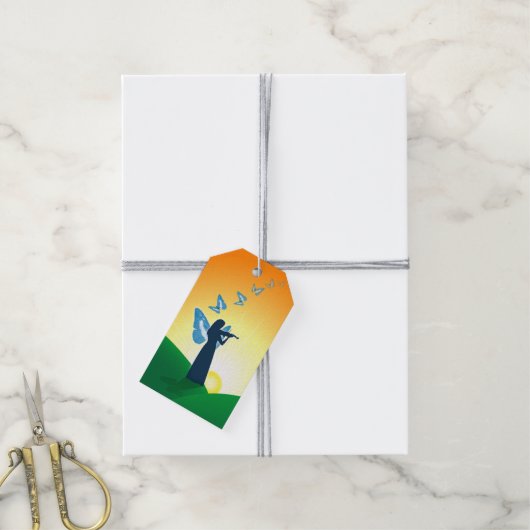 Violinist en vlinder cadeaulabel (Met Touw)