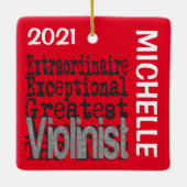 Violinist Extraordinaire CUSTOM Keramisch Ornament (Achterkant)
