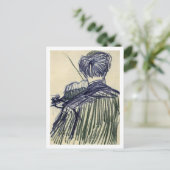 Violinist gezien van de achterste Van Gogh Fine Ar Briefkaart (Staand voorkant)