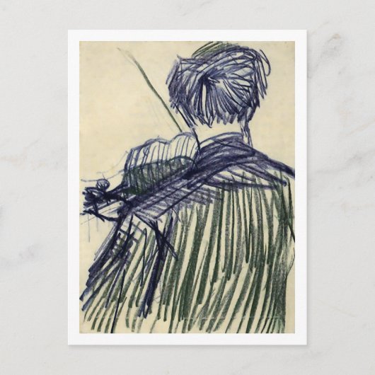 Violinist gezien van de achterste Van Gogh Fine Ar Briefkaart (Voorkant)
