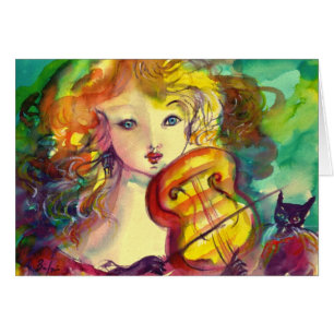VIOLINIST GIRL, VIOLIN EN CAT