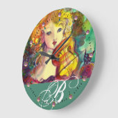 VIOLINIST GIRL, VIOLIN EN CAT-MONOGRAM GROTE KLOK (Hoek)