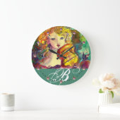 VIOLINIST GIRL, VIOLIN EN CAT-MONOGRAM GROTE KLOK (Huis)