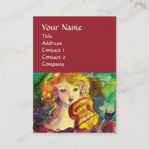 VIOLINIST GIRL, VIOLIN EN CAT VISITEKAARTJE