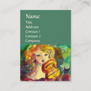 VIOLINIST GIRL, VIOLIN EN CAT VISITEKAARTJE