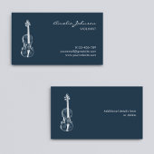Violinist Navy Blue Elegant Script Music Teacher Visitekaartje
