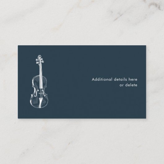 Violinist Navy Blue Elegant Script Music Teacher Visitekaartje (Achterkant)