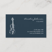 Violinist Navy Blue Elegant Script Music Teacher Visitekaartje (Voorkant)