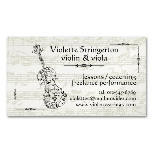 Violinist of Violist Line Draak Backdrop Magnetisch Visitekaartje (Voorkant)