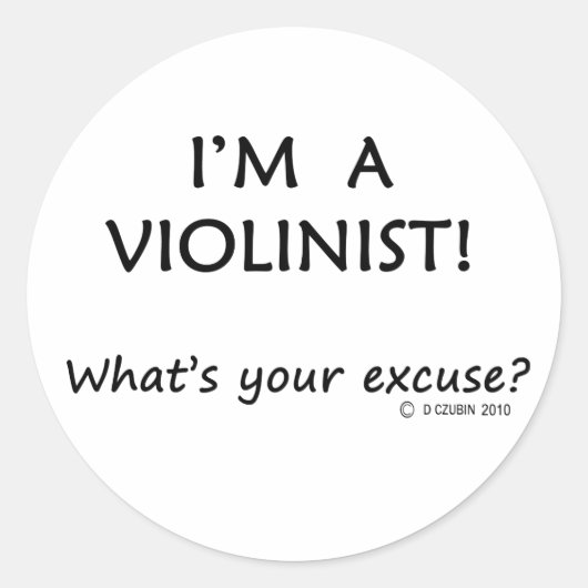 Violinist Pardon Ronde Sticker (Voorkant)