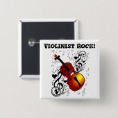 Violinist, Rock the House_ Vierkante Button 5,1 Cm (Voorkant /achterkant)
