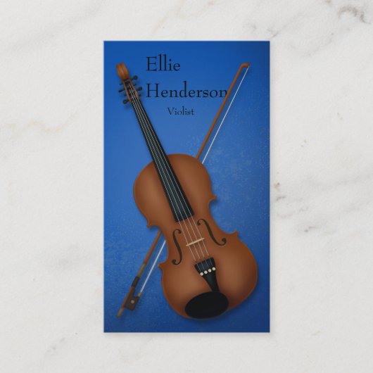Violinist Violist Elegant Blue Visitekaartje (Voorkant)