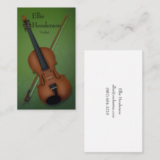Violinist Violist Enchanting Forest Green Visitekaartje (Voorkant / Achterkant)