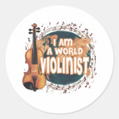 violinist world ronde sticker (Voorkant)