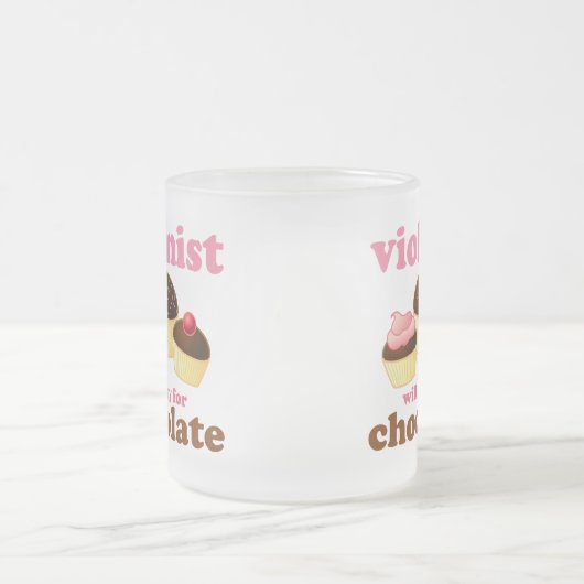 Violinist zal voor Chocolade spelen Matglas Koffiemok (Center)