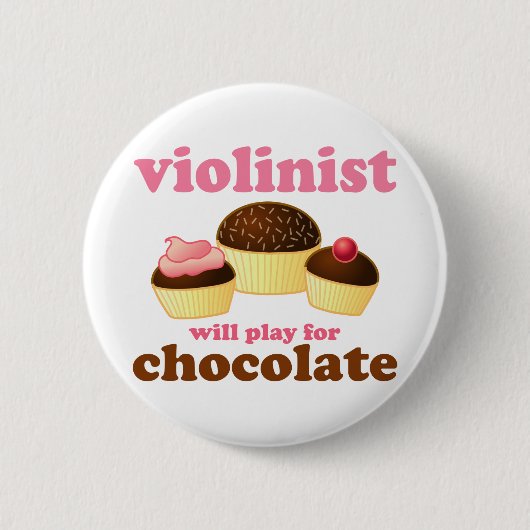 Violinist zal voor Chocolade spelen Ronde Button 5,7 Cm (Voorkant)