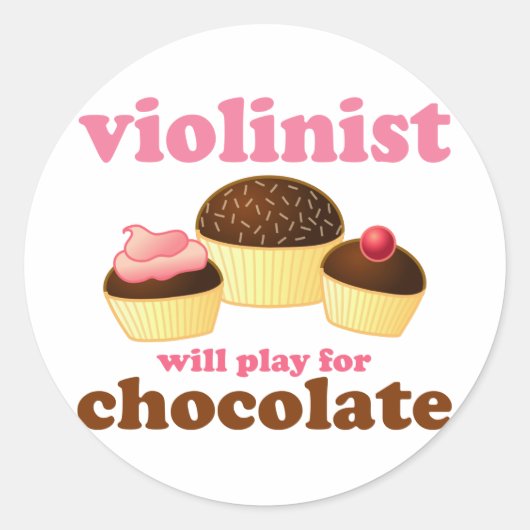 Violinist zal voor Chocolade spelen Ronde Sticker (Voorkant)