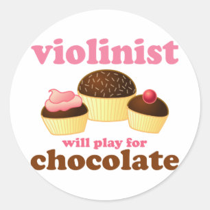 Violinist zal voor Chocolade spelen Ronde Sticker