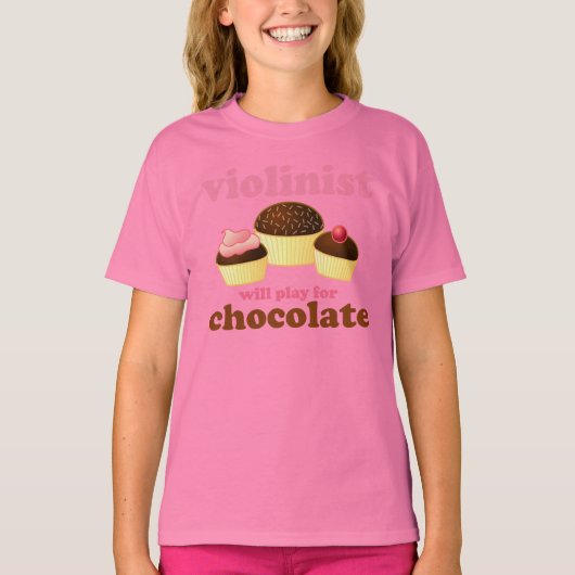 Violinist zal voor Chocolade spelen T-shirt (Voorkant)