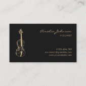 Violinist Zwart Goud Elegant Script Music Teacher Visitekaartje (Voorkant)