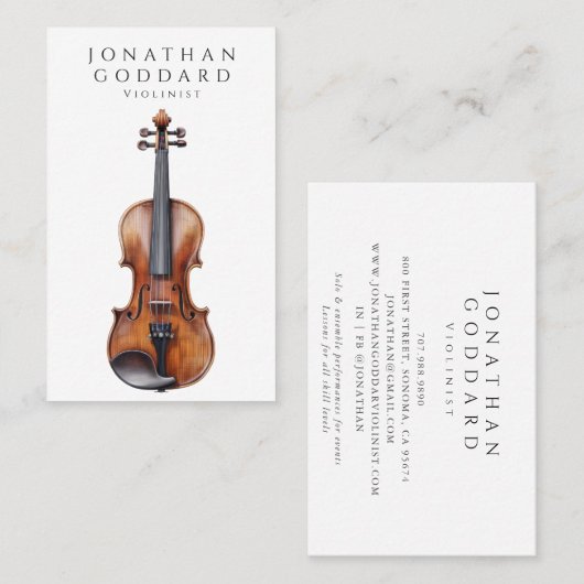 Violiniste Viool Muziekleraar Muzikant Visitekaartje (Voorkant / Achterkant)