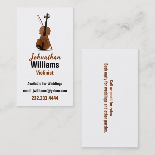 Violinistisch Visitekaartje (Voorkant / Achterkant)