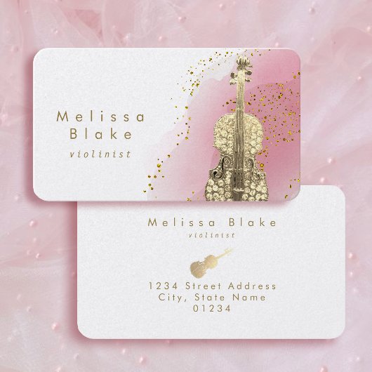 violinistische roze waterverf visitekaartje
