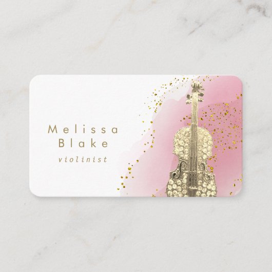 violinistische roze waterverf visitekaartje (Voorkant)