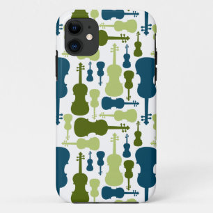 Violins - Blauw en Groen Patroon iPhone 11 Hoesje