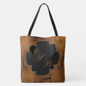 Violins die aangepaste monogram op zwarte Lotus on Tote Bag (Achterkant)