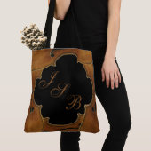 Violins die aangepaste monogram op zwarte Lotus on Tote Bag (Dichtbij)