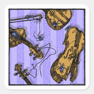 Violins en spinnen - Pop Gothic Nightmare Surreal Vierkante Sticker