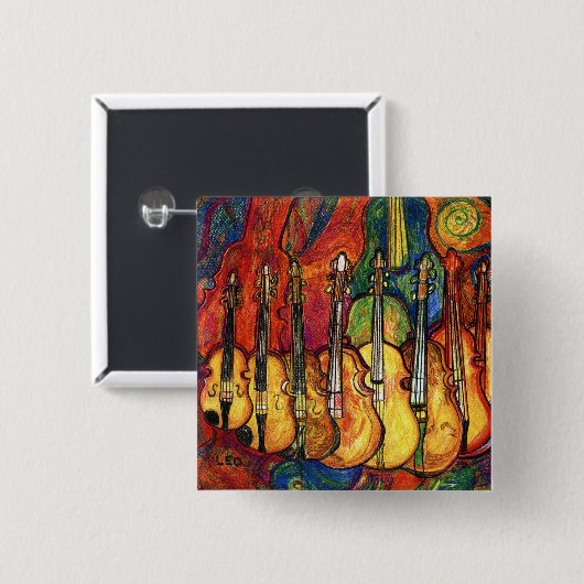 Violins Vierkante Button 5,1 Cm (Voorkant /achterkant)