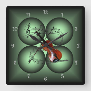 Violion ~Four Globe ~Musical Clock ~ Musical Scale Vierkante Klok